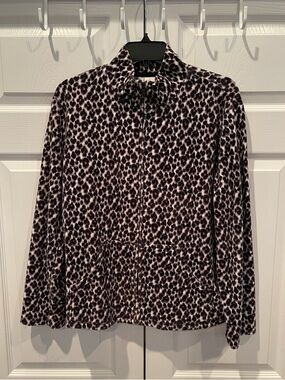 Kim Rogers Leopard Print Full Zip Mock Neck Jacket